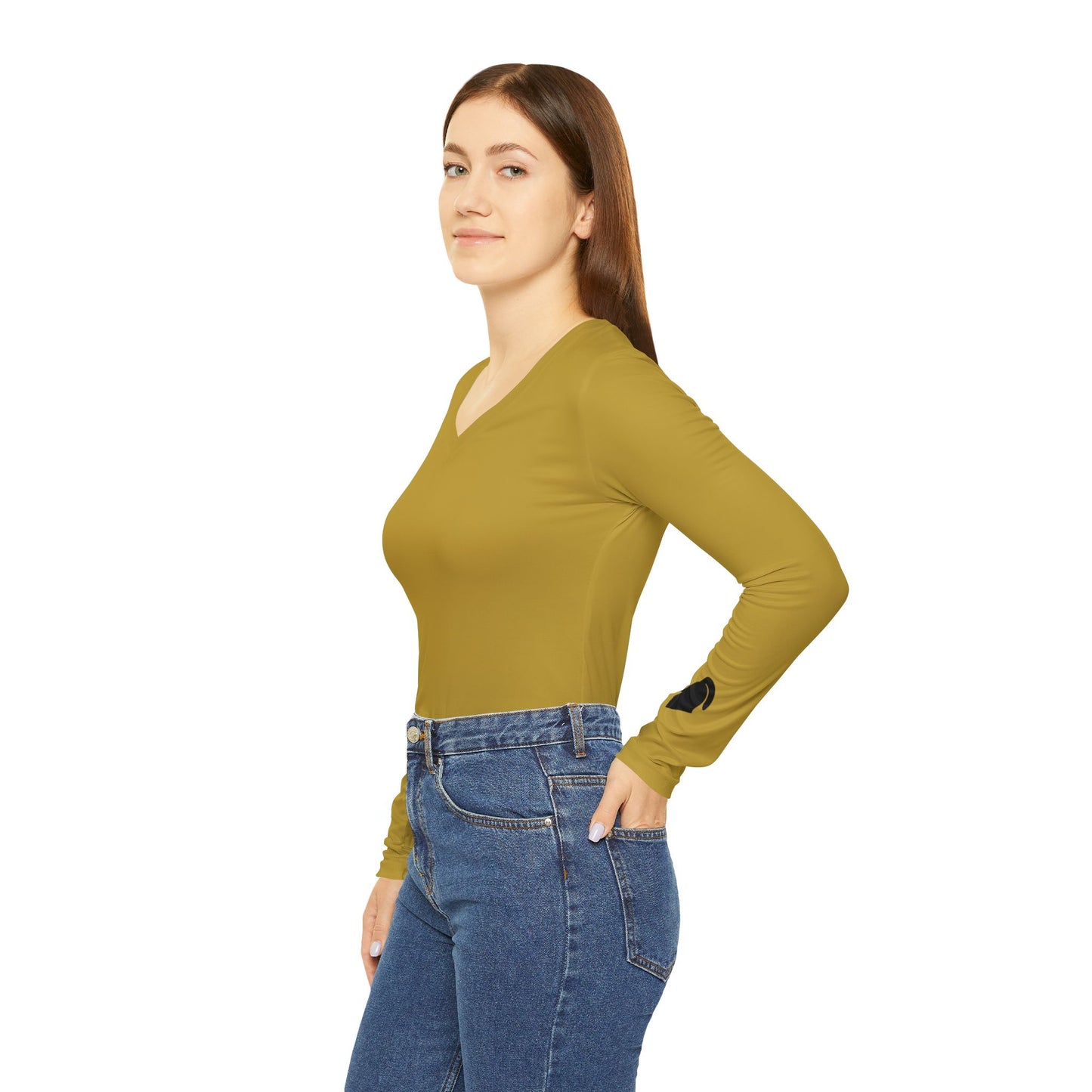 Knight Women's Long Sleeve V-Neck Shirt, Gold