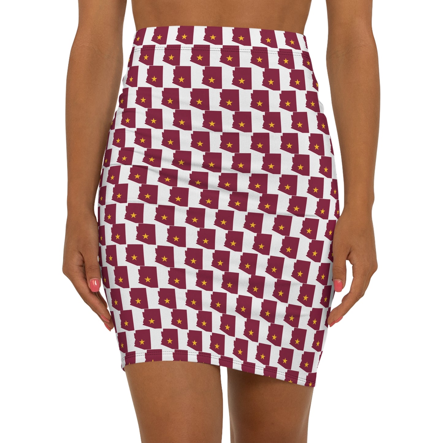 Tempe White Print, Women's Mid-Waist Pencil Skirt - Stylish Floral Print for Everyday Wear, Office, Parties, Date Nights, Trendy Fashion Piece