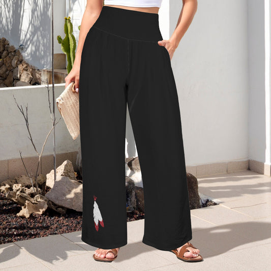 Glitter Feathers Pants, Black
