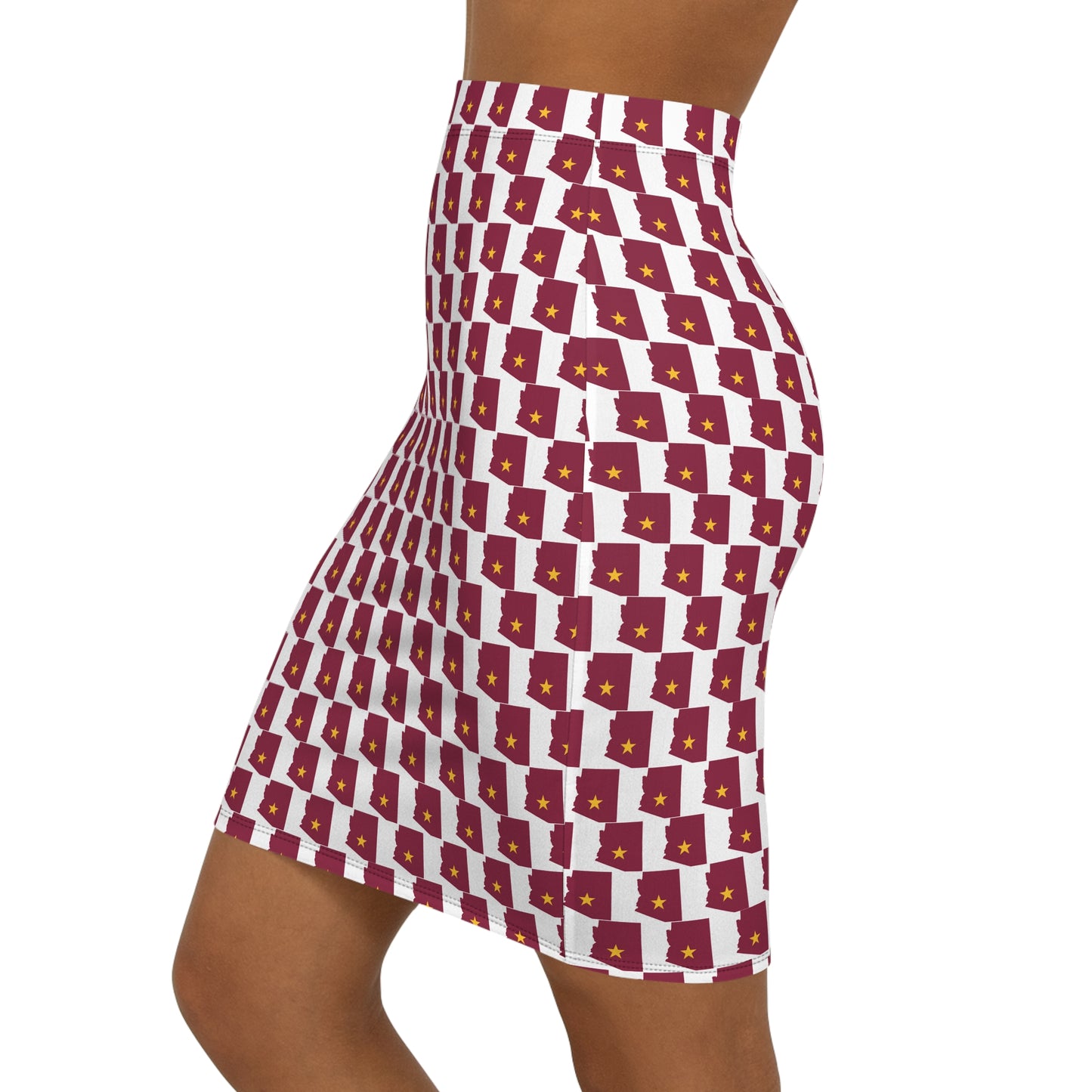 Tempe White Print, Women's Mid-Waist Pencil Skirt - Stylish Floral Print for Everyday Wear, Office, Parties, Date Nights, Trendy Fashion Piece