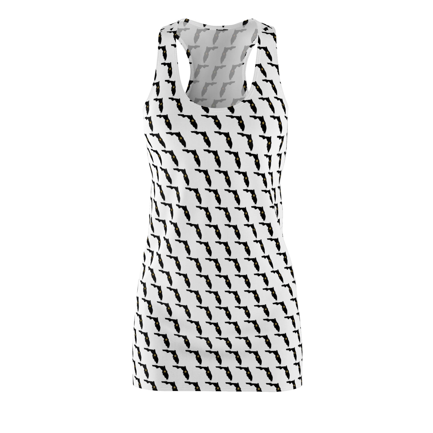 FL White Print Women's Racerback Dress