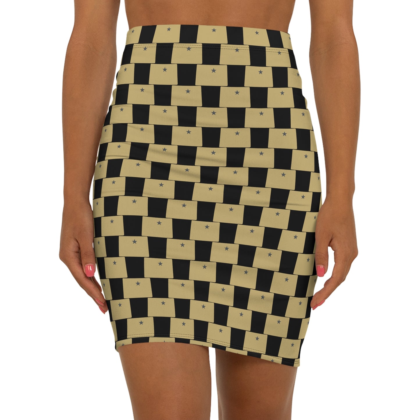 Colorado Black Print Mid-Waist Pencil Skirt