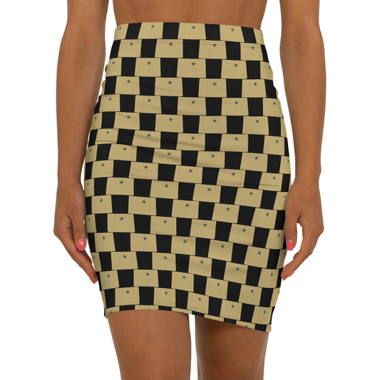 Colorado Black Print Mid-Waist Pencil Skirt