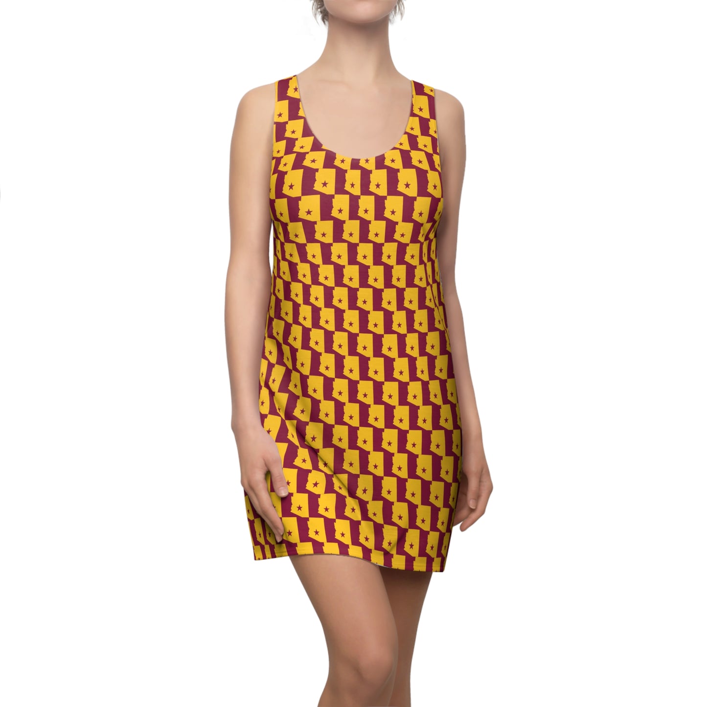 AZ Maroon Print, Vibrant Women's Racerback Dress