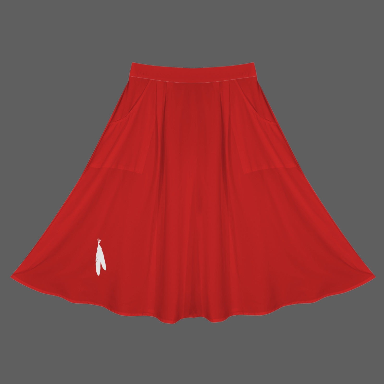 Feather Maxi Skirt, Red
