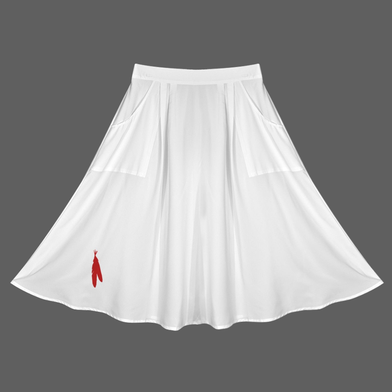 Feather Maxi Skirt, White