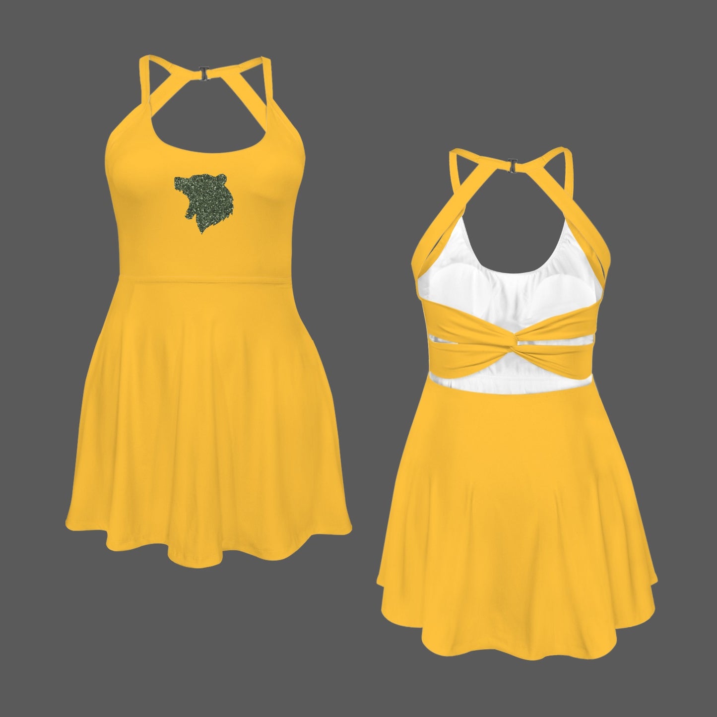 Waco Glitter Bear Active Dress, Gold