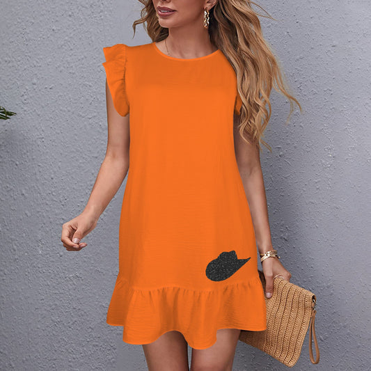 Flowy Glitter Cowgirl Hat Dress, Orange