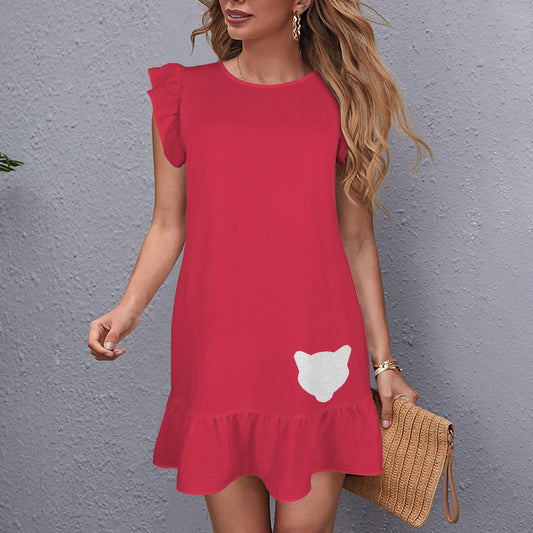 Flowy Glitter Cougar Dress, Red