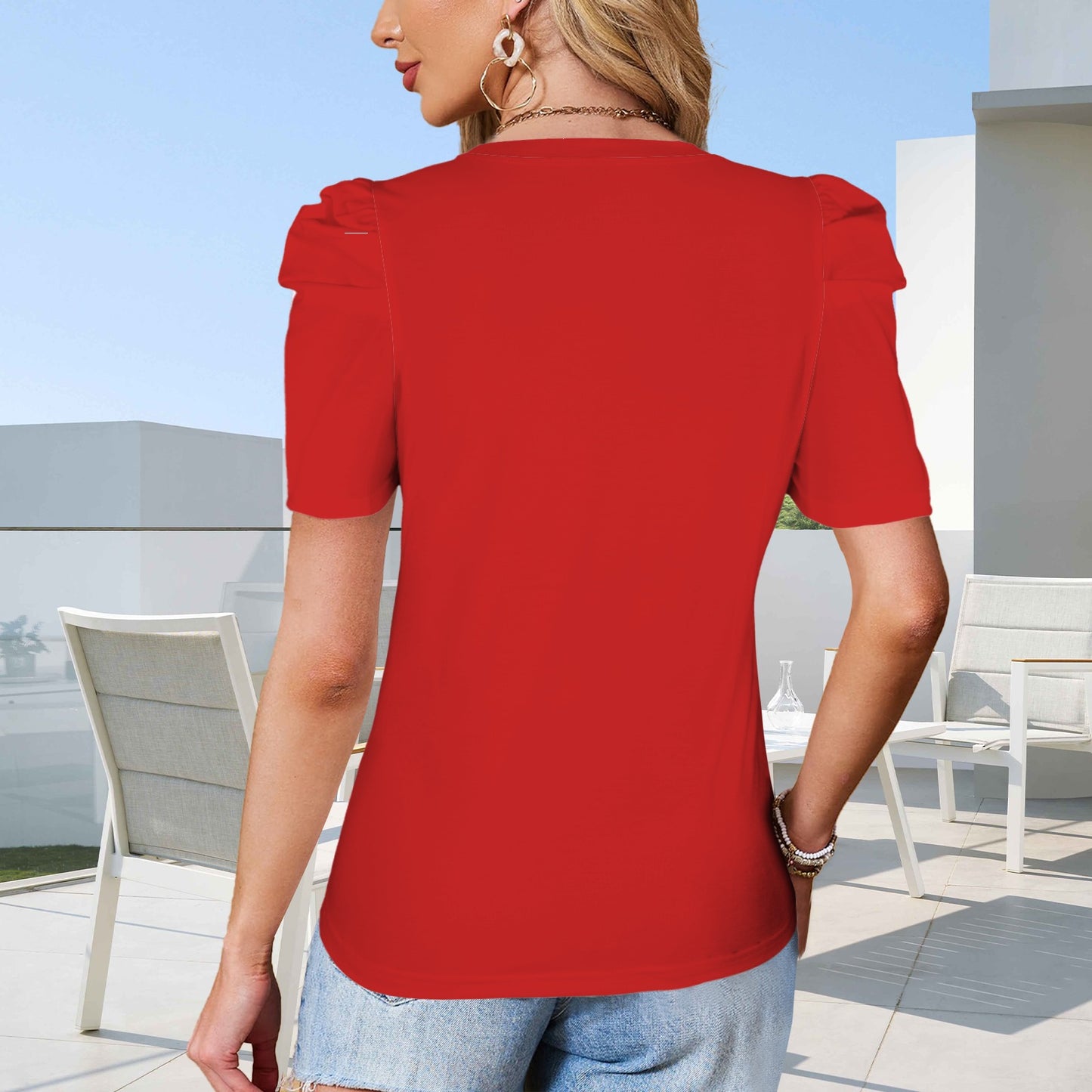 Glitter Feathers Top, Red