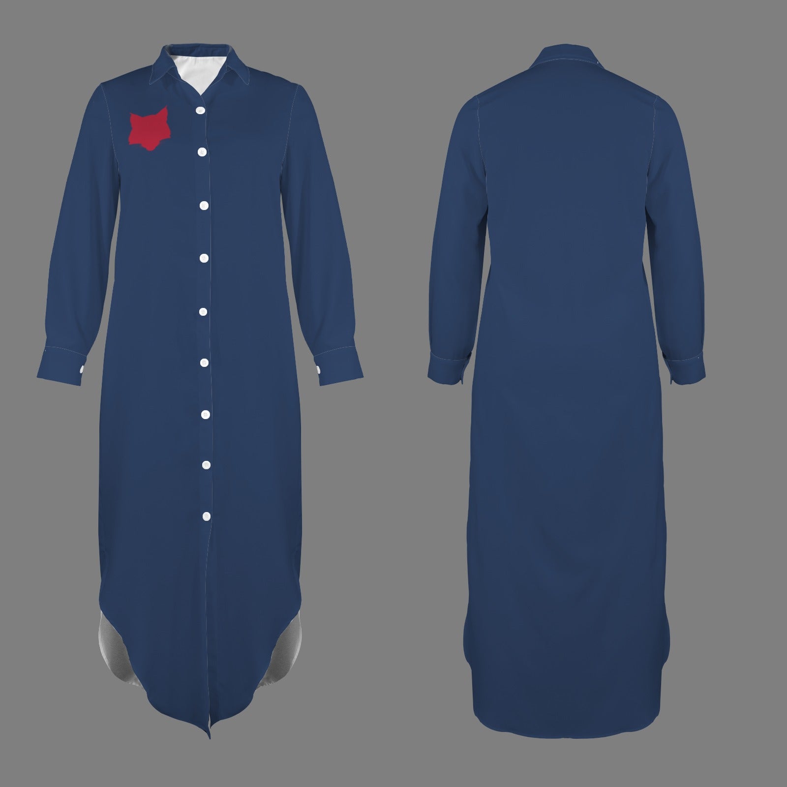 Wildcat Long Sleeve Shirt Dress, Blue