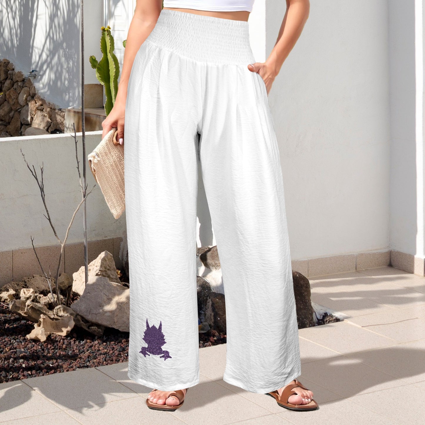 Glitter Horned Frog Pants, White