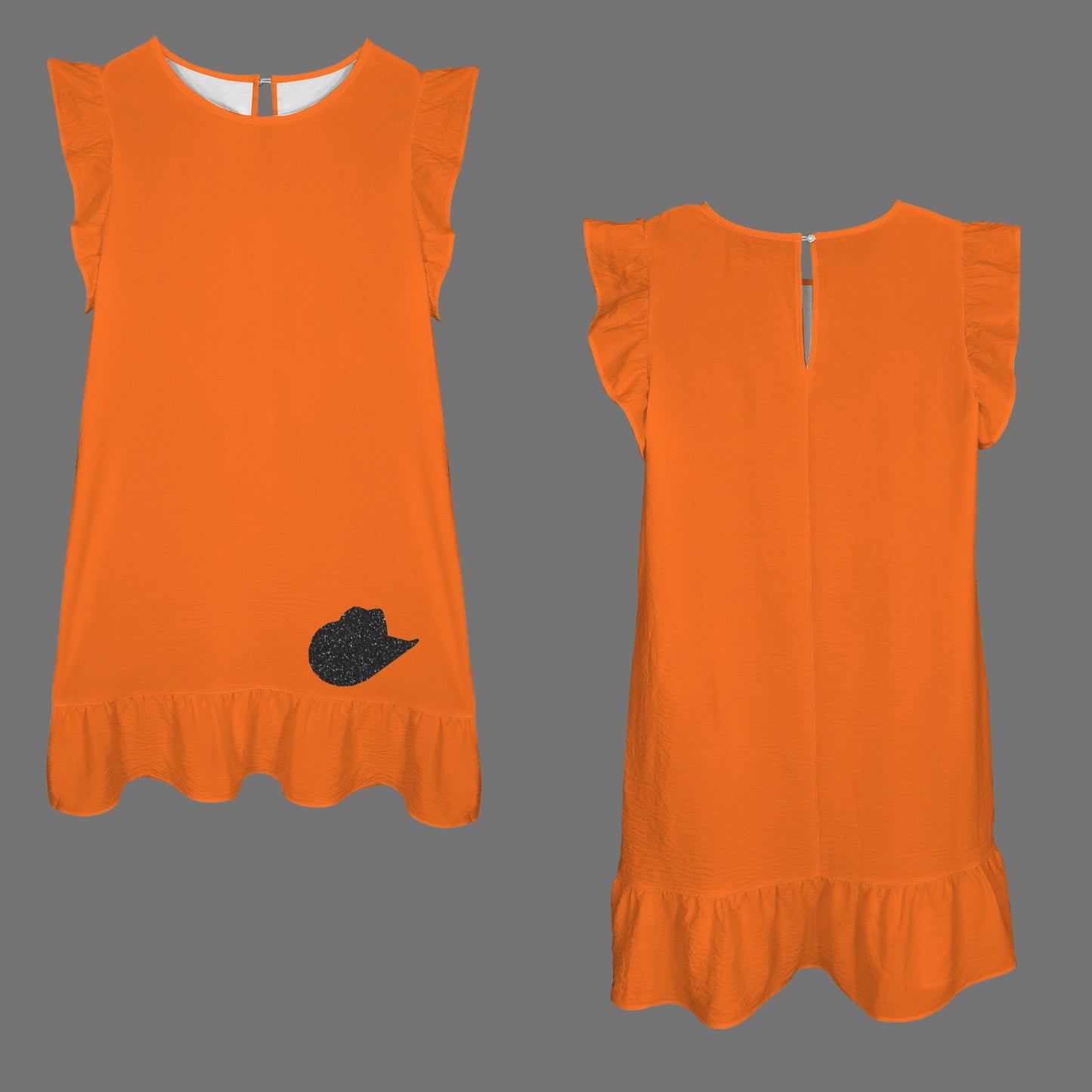 Flowy Glitter Cowgirl Hat Dress, Orange