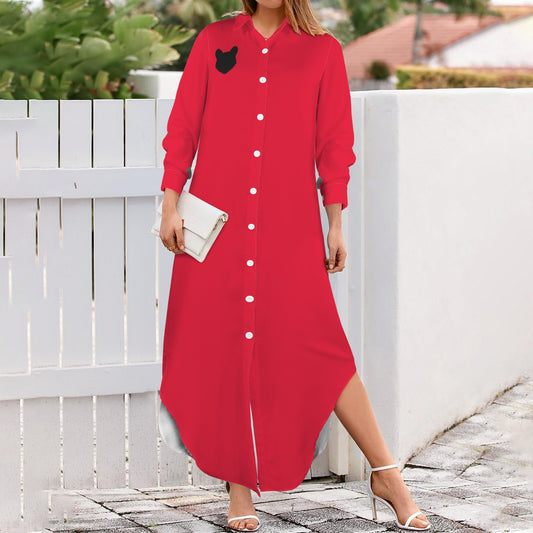 Bearcat Long Sleeve Shirt Dress, Red