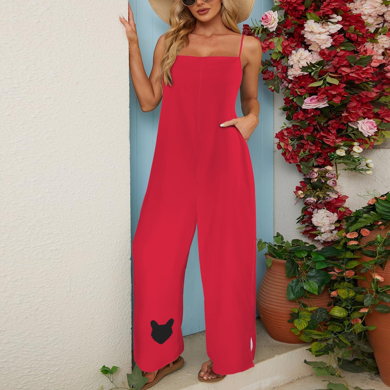 Bearcat Wide Leg Jumpsuit, Red