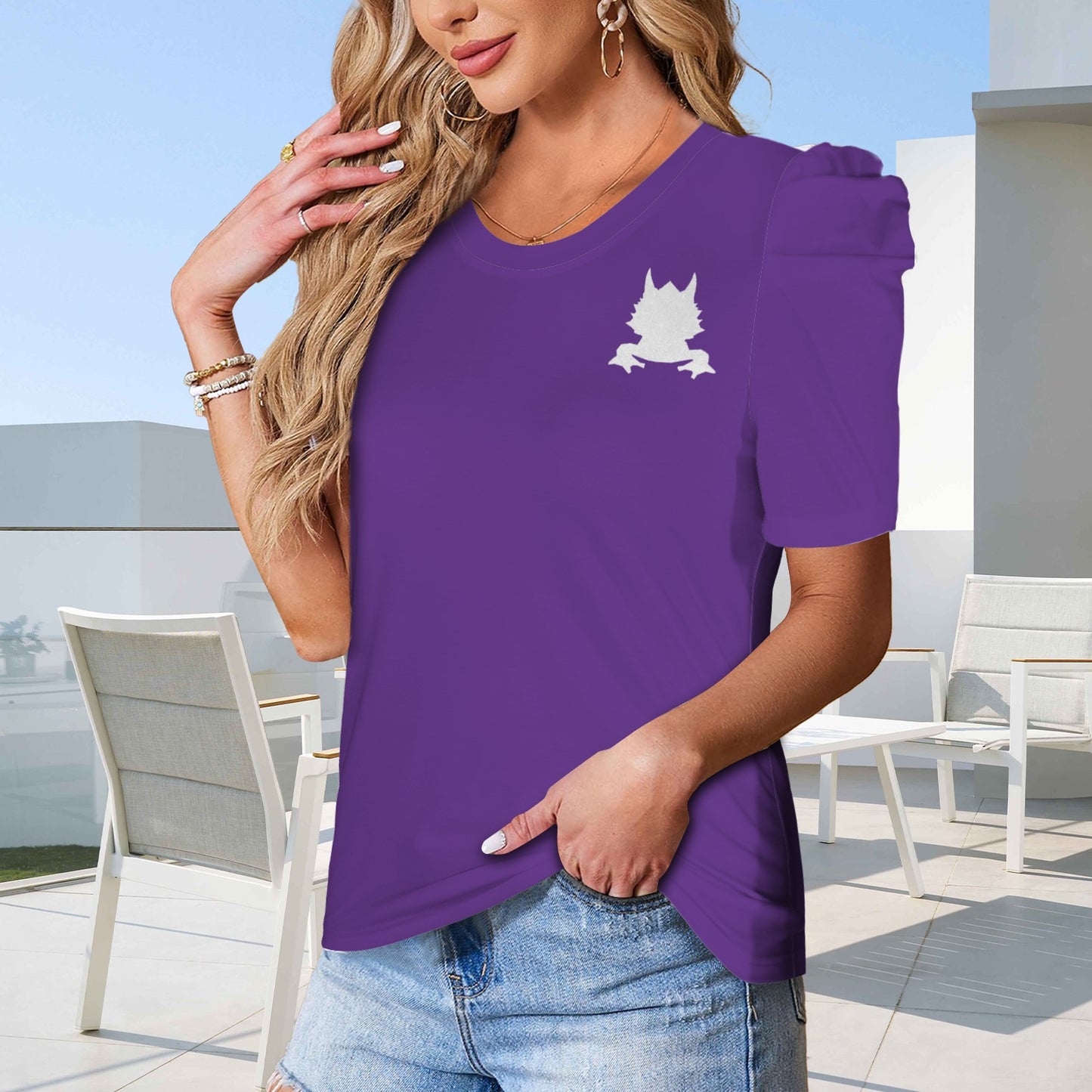 Glitter Horned Frog Top, Purple