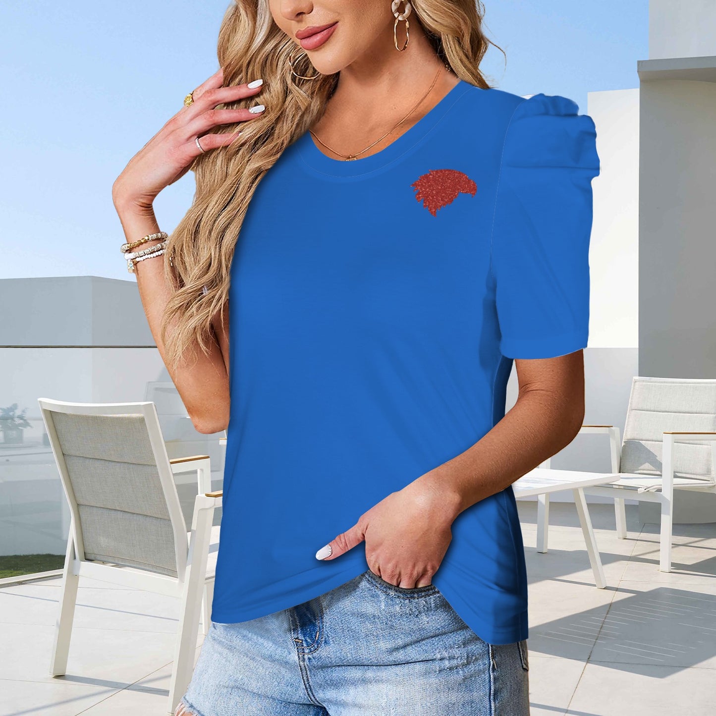 Glitter Jayhawk Top, Blue