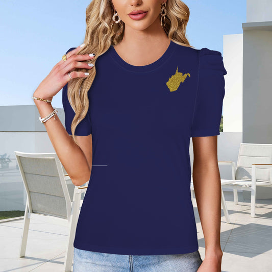 Glitter WV Top, Blue