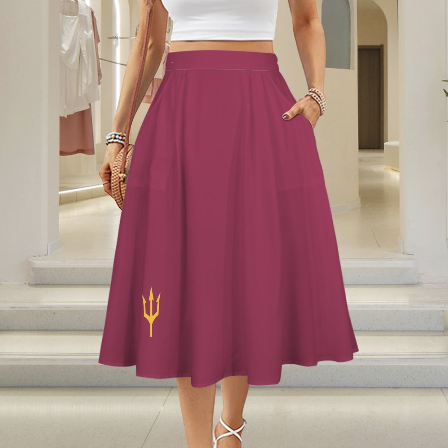 Trident Maxi Skirt, Maroon
