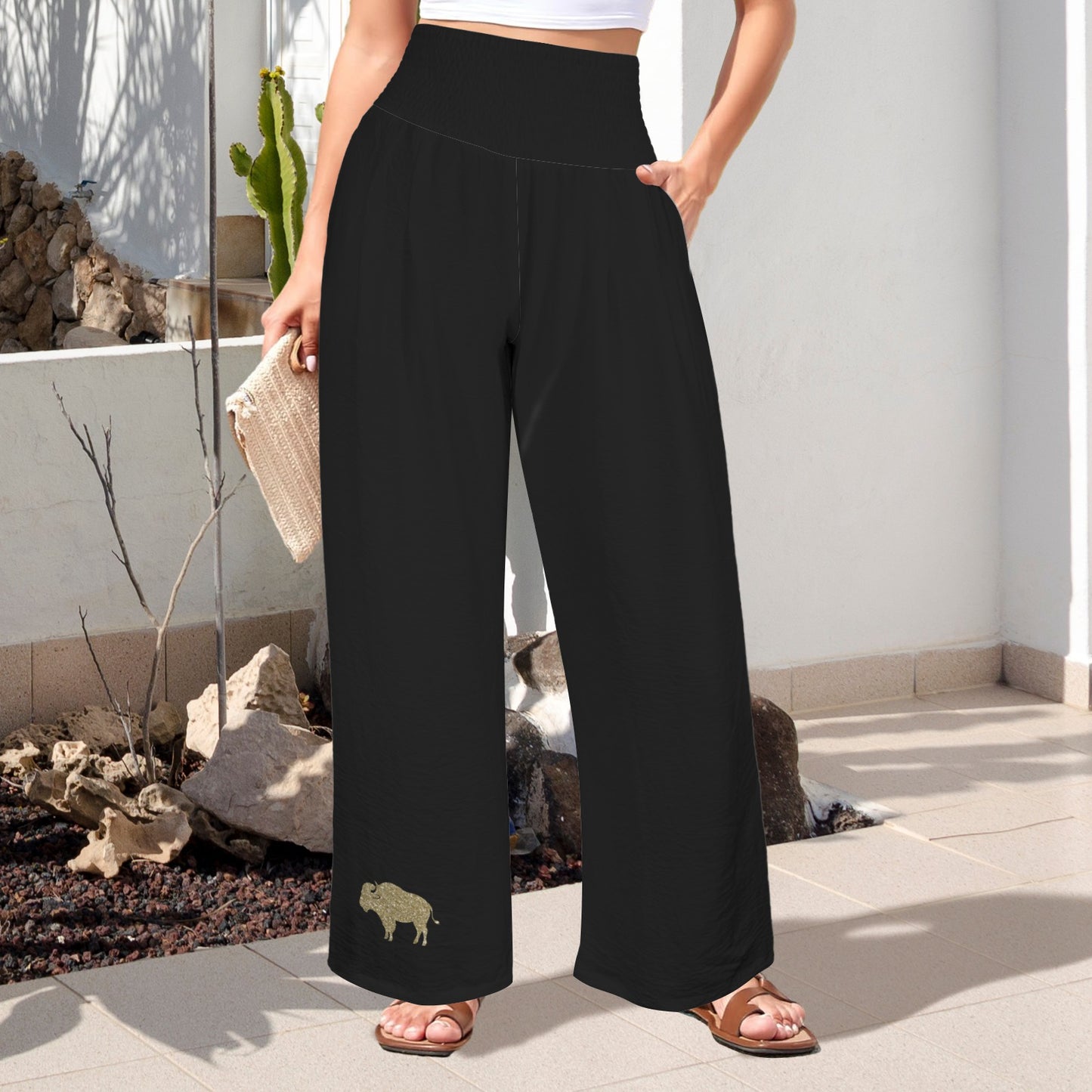 Glitter Buffalo Pants, Black