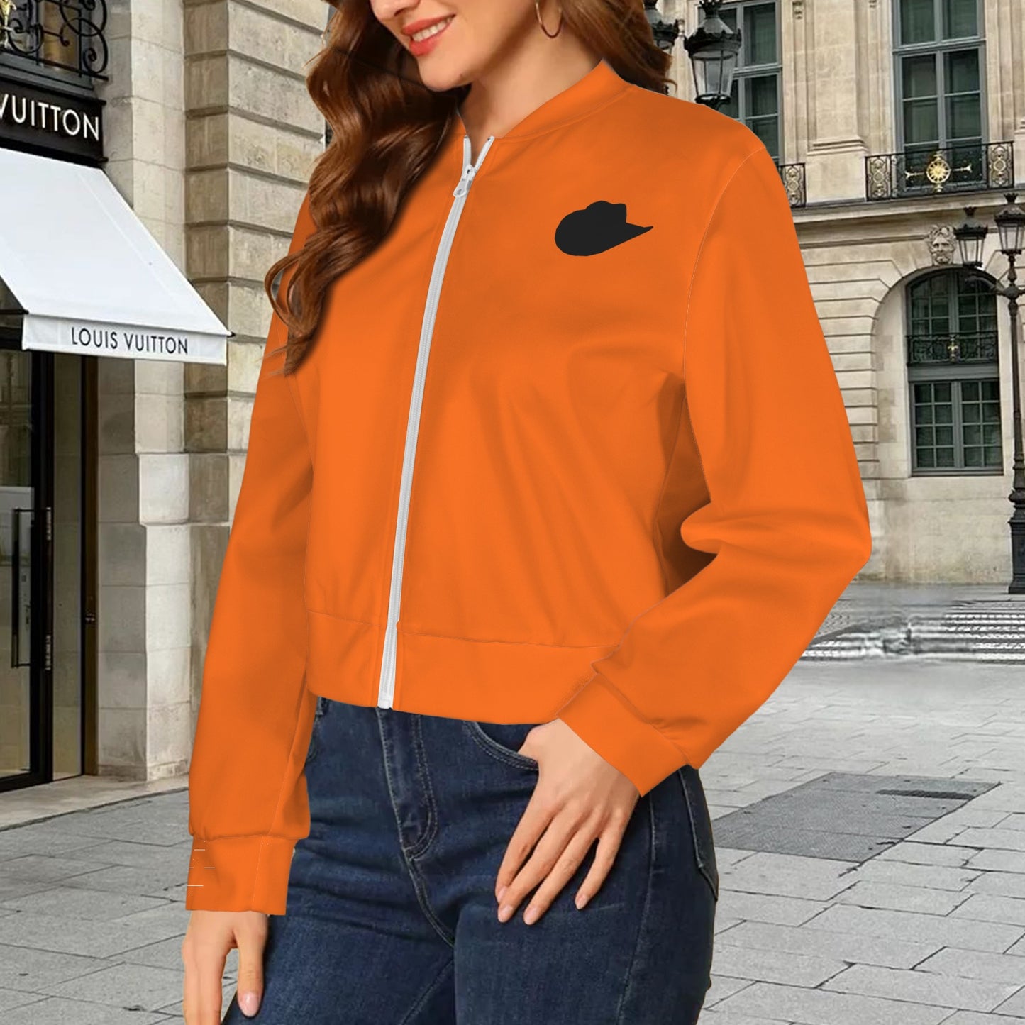 Orange Cowgirl Bomber Jacket