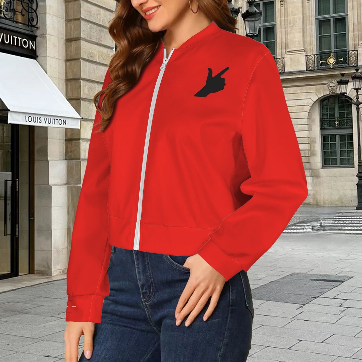 Scarlet Guns Up Bomber Jacket