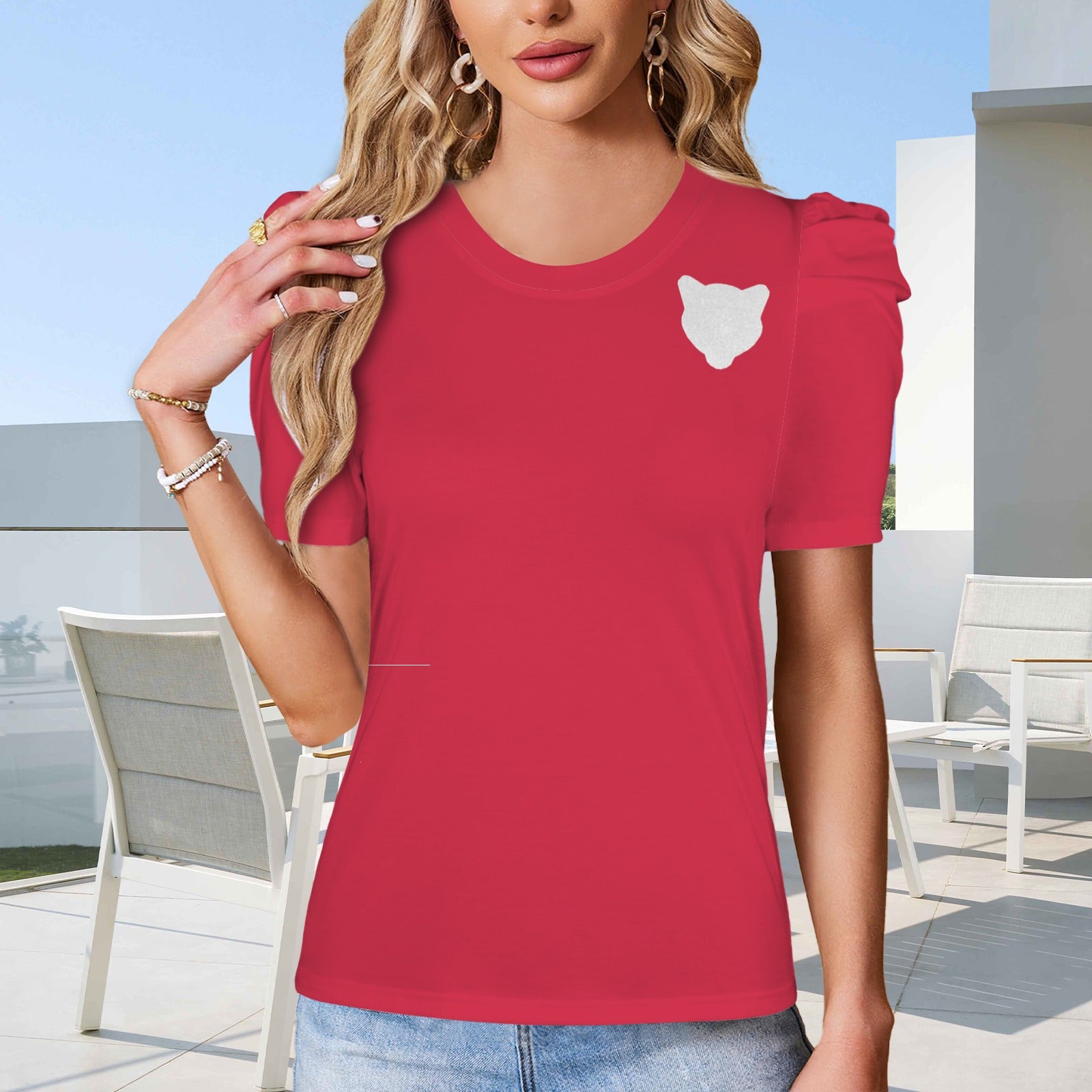Glitter Cougar Top, Red