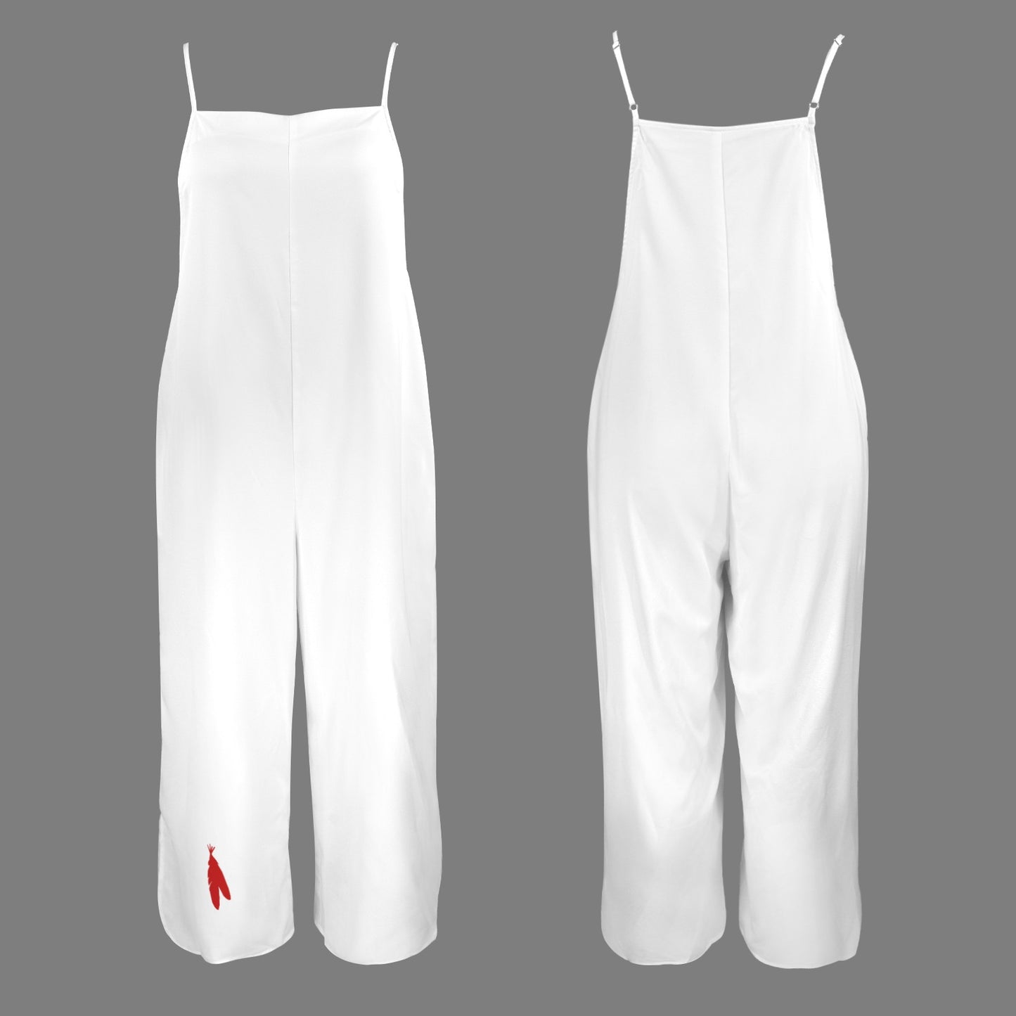 Feather Wide Leg Jumpsuit, White