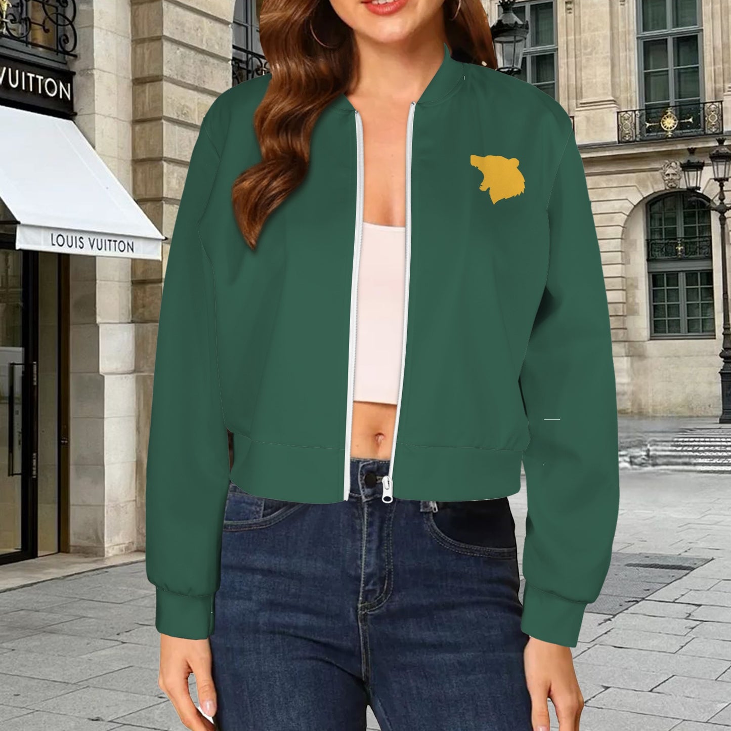 Green Bear Bomber Jacket