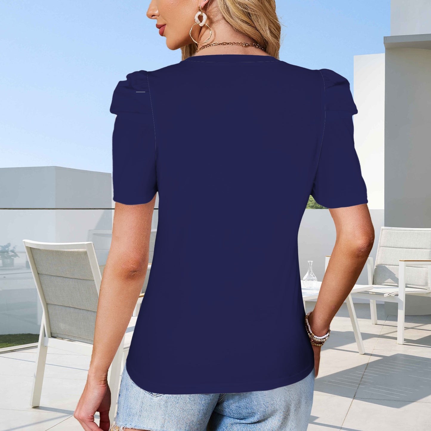 Glitter WV Top, Blue