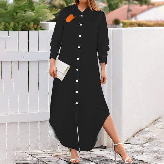 Cowgirl Long Sleeve Shirt Dress, Black